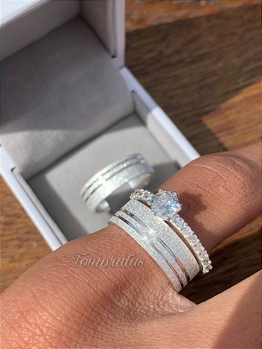 alianças monte 6mm e anel cinderela