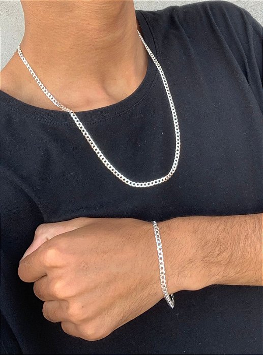 conjunto grumet 4mm / prata 925