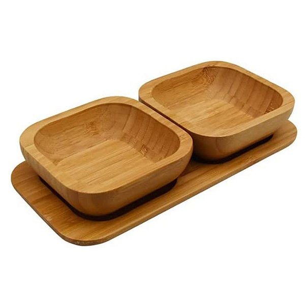 Conjunto Petisqueiras Arredondadas de Bambu 3pcs - OIKOS