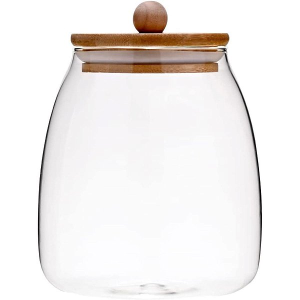 Pote de Vidro com Tampa de Bambu 1000ML