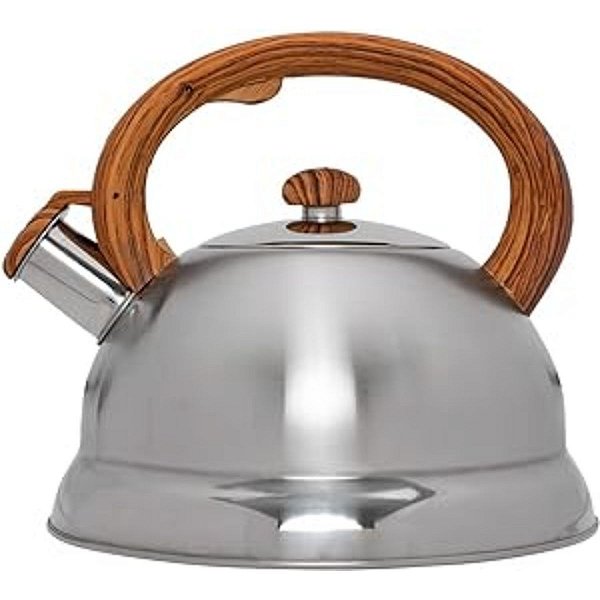 Chaleira com Apito em Inox com Alça em Bambu e com 3L de Capacidade