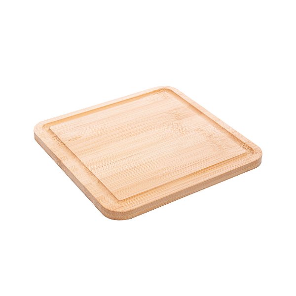 Tábua em Bambu Quadrada Petiscos Servir Decorar 17x17cm