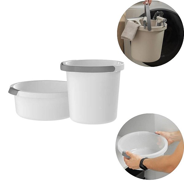 Kit Balde 8,5l E Bacia 5l Multiuso Limpeza Lavanderia Roupa