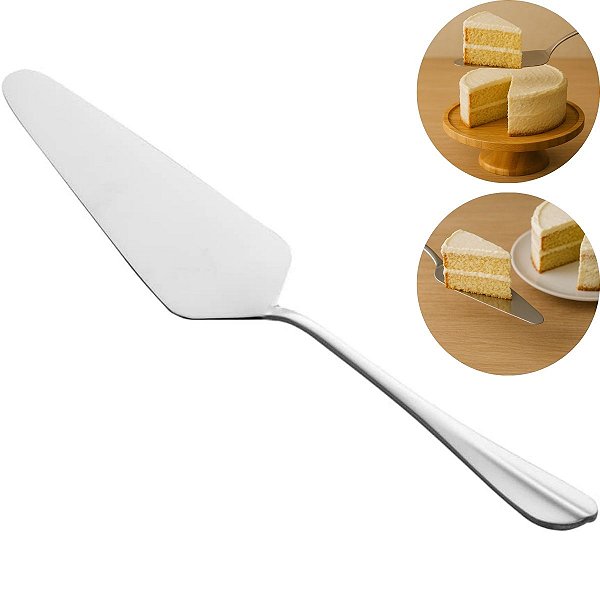 Espátula de Bolo Sobremesa Aço Inox Prateada Positano 26cm