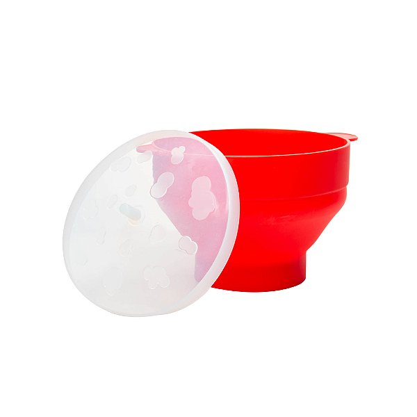 Pipoqueira para Micro Ondas de Silicone Vermelha 20x24x15cm