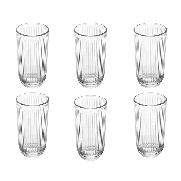 Copo Alto Canelado em Vidro 233ml - Elegante e Resistente
