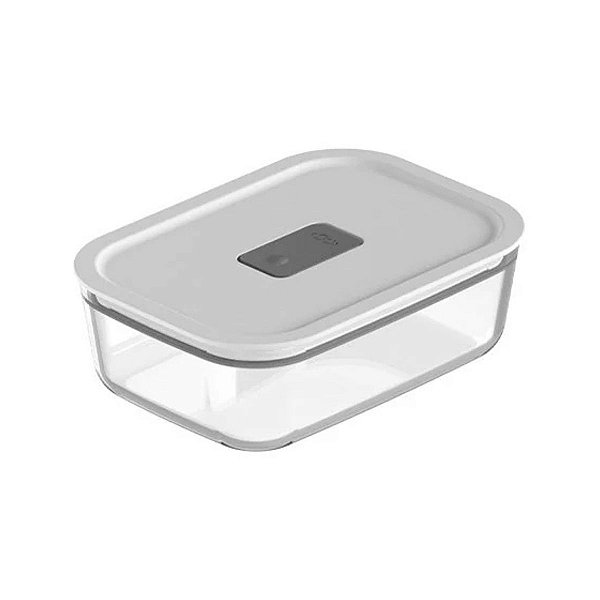 Pote Vidro Hermético 850ml Fresh Lock Branco Freezer e Forno