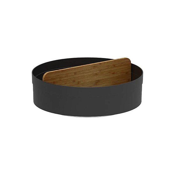 Organizador Giratório Alto Com Divisória de Bambu Lume