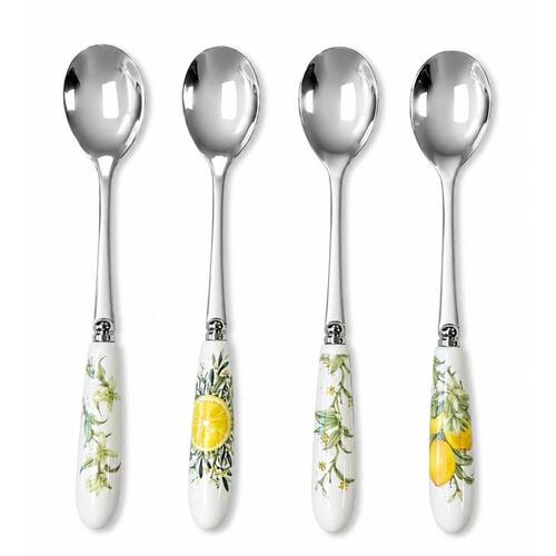 Jogo Colher de Sobremesa Limone 4 Peças Cabo Porcelana