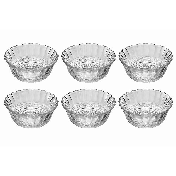 Conjunto 6 Bowls de Vidro Angel 9x4x4,5 Ideal p/ Sobremesas