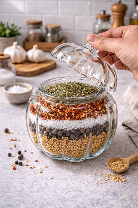 Pote de Vidro em Formato de Abóbora 1000ml