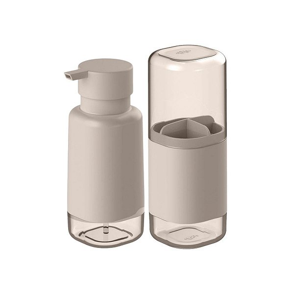 Kit 2 Peças p Banheiro Porta Sabonete e Porta Escova Bege