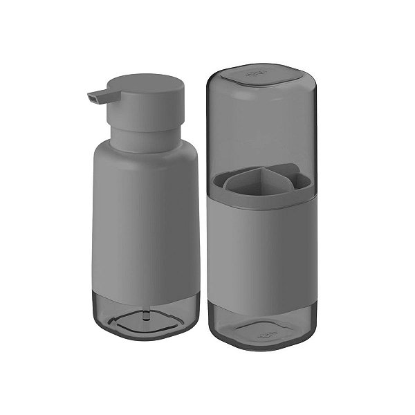 Kit 2 Peças p Banheiro Porta Sabonete e Porta Escova Chumbo