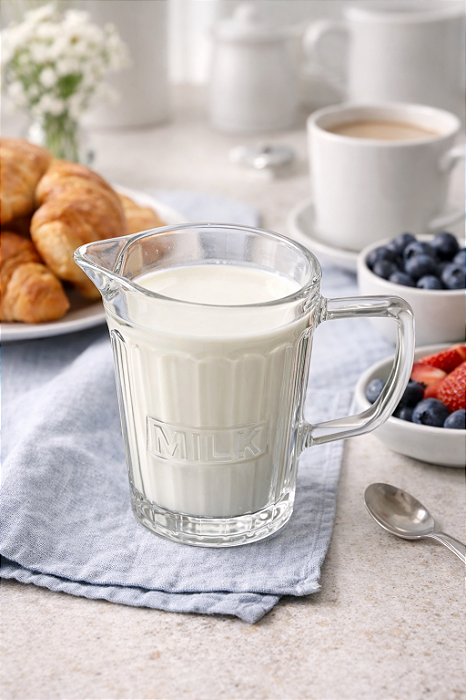 Leiteira em Vidro Milk 290ml – Transparente, Prática e Elegante