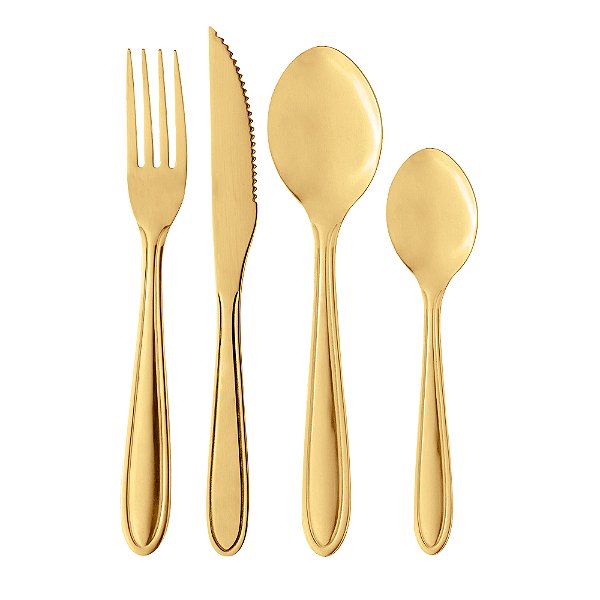 Faqueiro Dourado 24 Peças Aço Inox Elegante e Sofisticado