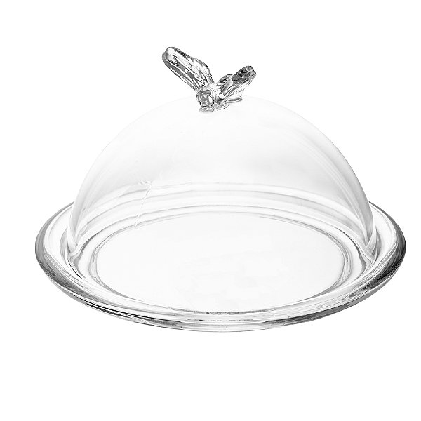 Prato para Doces Sobremesas com Tampa Bee 15x15x10 Cristal