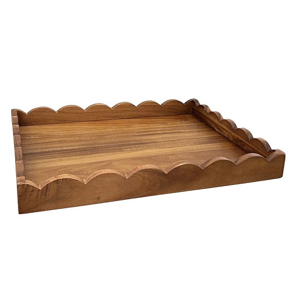 Bandeja De Madeira Wave Retangular Decorativa 45X36X5cm