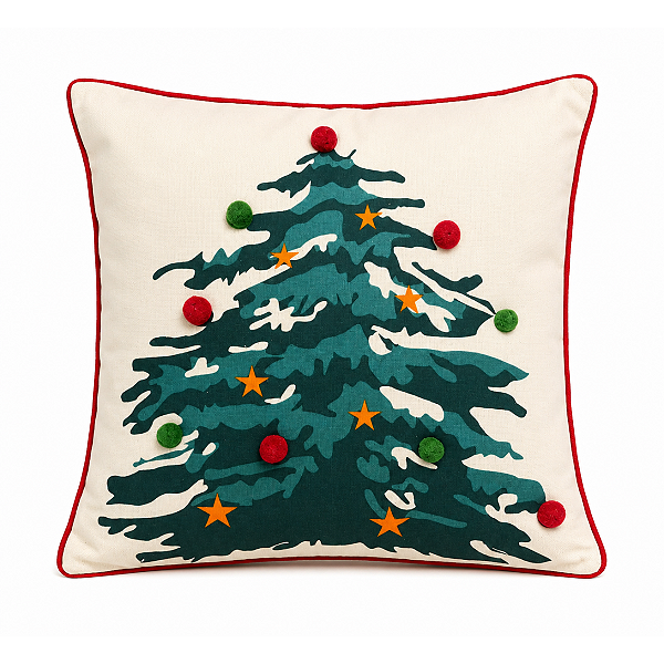 Capa De Almofada Decorativa Natalina Árvore De Natal 45x45cm
