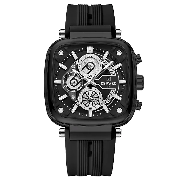 Relógio Masculino REWARD à Prova d’Água visor Hardlex de 44mm Pulseira de Silicone 5 Cores