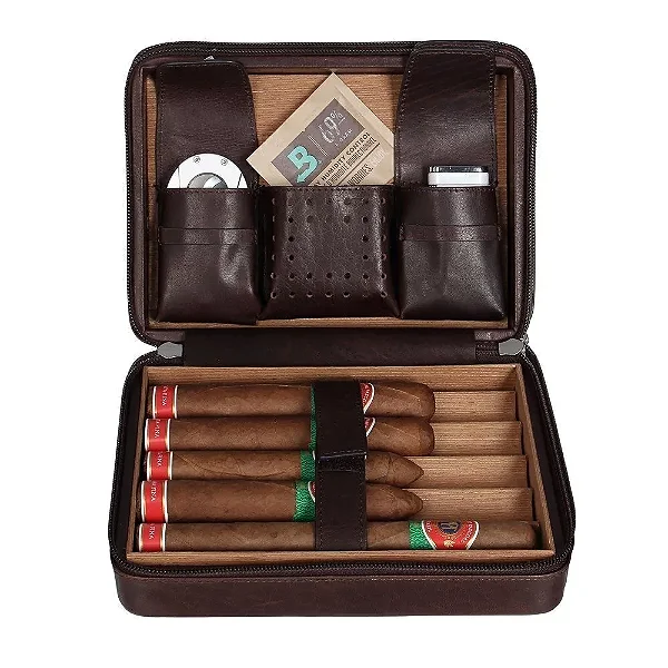 Porta-Charutos Nerone Travel Case Umidor - Couro Marrom