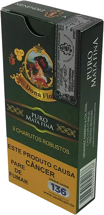 Charuto Dona Flor Puro Mata Fina - Petaca com 3 Robustos