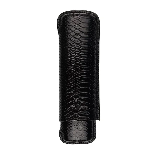 Charuteira Porta Charutos p/2un NERONE Snake - Couro Preto