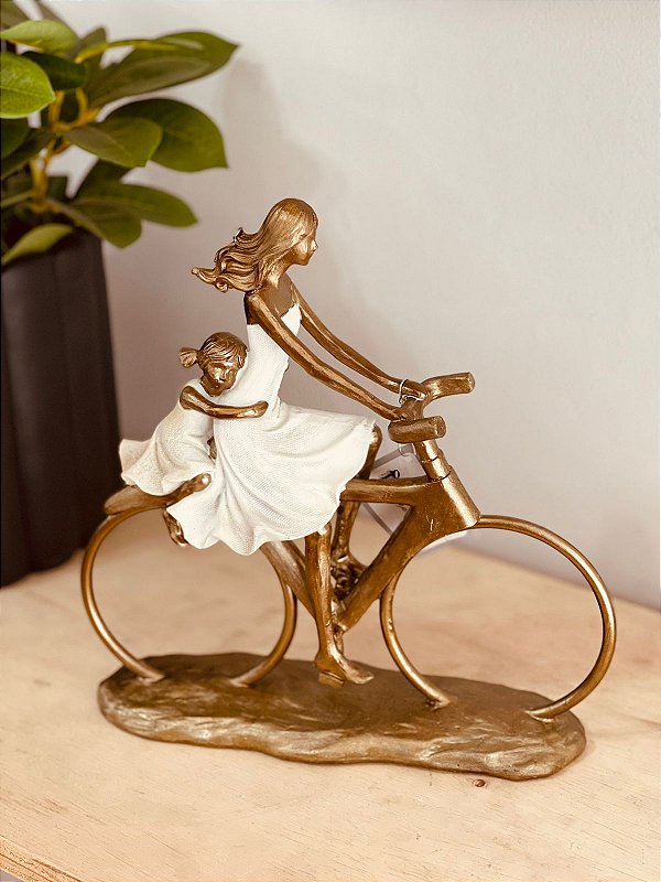 Família Decorativa - Mãe e Filha na Bike