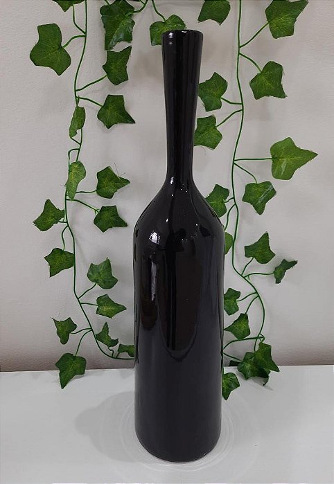 vaso garrafa decorativo de cerâmica preto