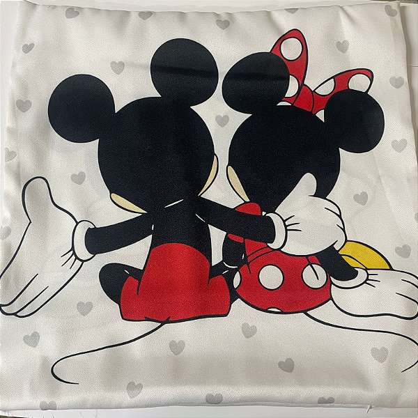 Capa para Almofada sarja minnie e mickey sentados