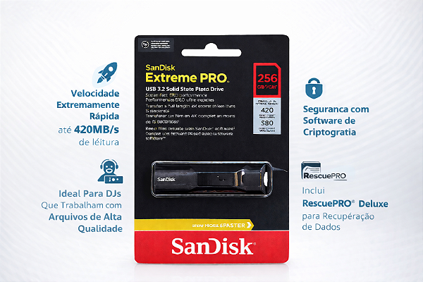 Pendrive SanDisk Extreme PRO 3.2 (256gb) 420MB/s