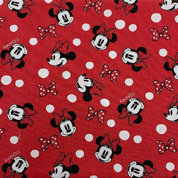 Tecido Tricoline 100% Algodão - Estampa Minnie  - 50cmx1,40m