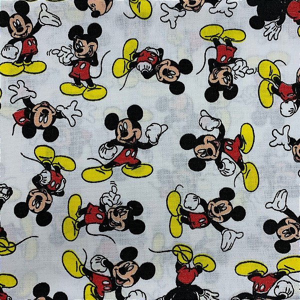 Tecido Tricoline 100% Algodão - Estampa  Mickey  - 50cmx1,40m