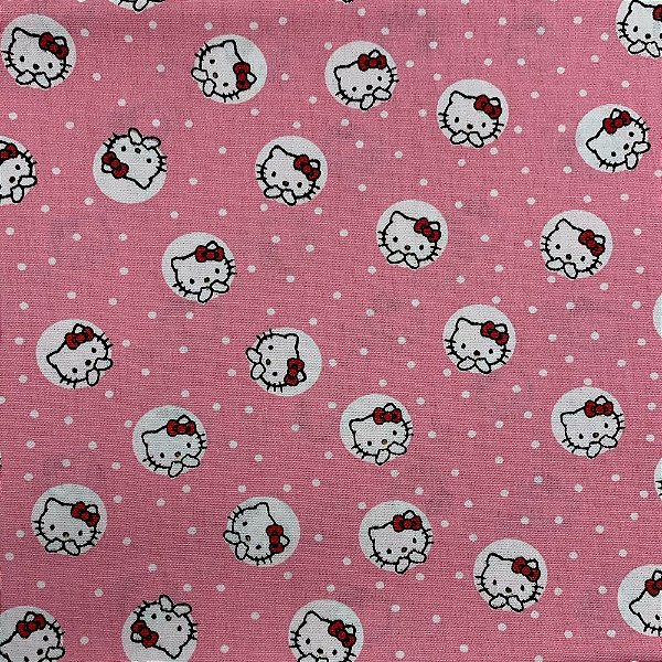 Tecido Tricoline 100% Algodão - Estampa Hello Kitty  - 50cmx1,40m
