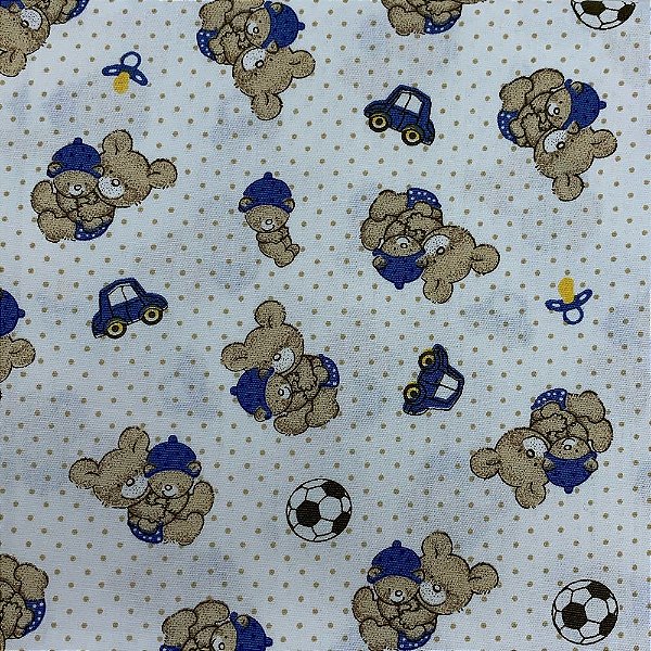 Tecido Tricoline 100% Algodão - Estampa Urso - 50cmx1,40m