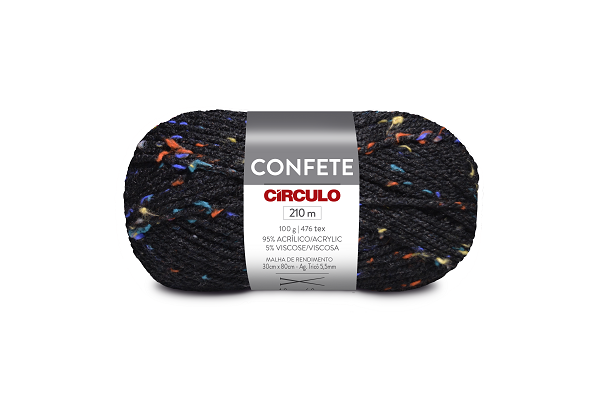 Lã Confete Círculo 210m 940 Preto