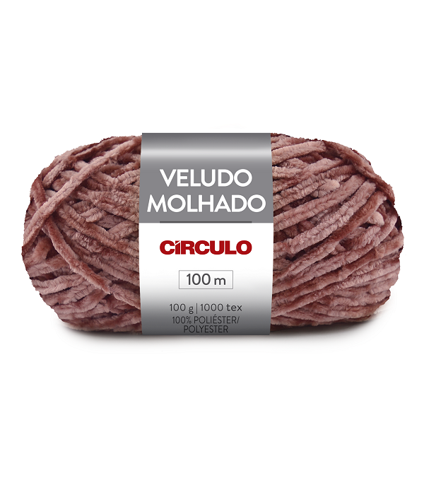 Lã Veludo Molhado 100g 100m 100% Poliéster Marca Círculo 844 Com Rosa Antigo
