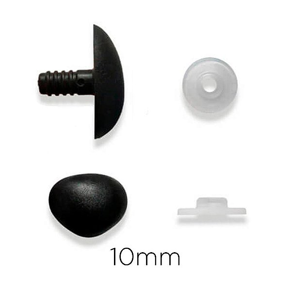 Focinho Preto para Amigurumis 10 Unidades Médio 10,0mm