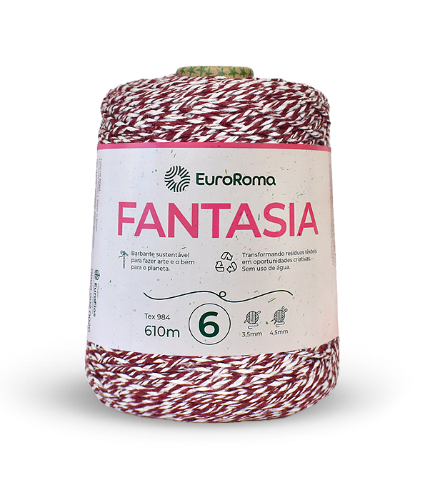 Barbante EuroRoma 6 600g 610m Fantasia 5022 Branco e Bordô