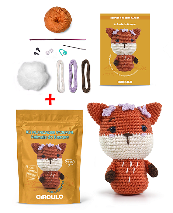 Kit Meu Primeiro Amigurumi Coleção Animais do Bosque Raposa