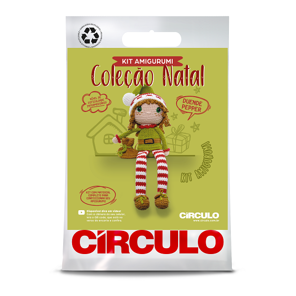 Kit Amigurumi Coleção Natal 03 Duende Pepper