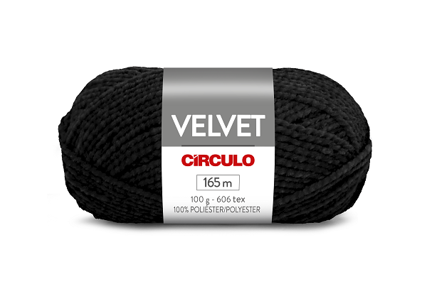 Lã Velvet 100g 165m 100% Poliéster Circulo 940 Preto