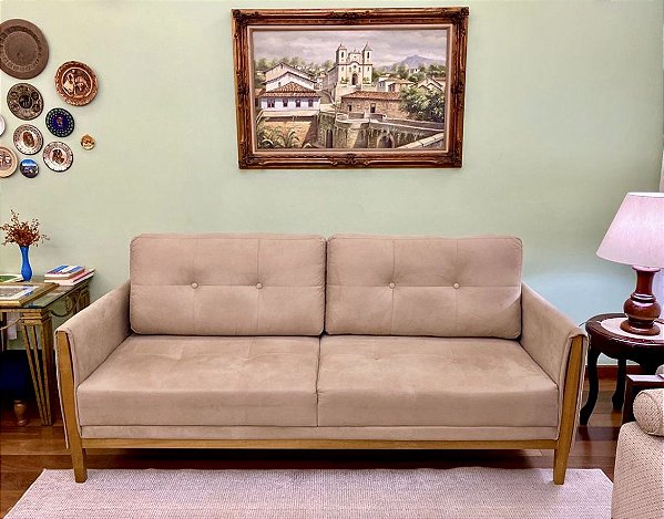 Sofá Otto 3 Lugares em Suede 2.00 X 0.90 X 0.85 - Casa Cenário (Mostruário de Loja)