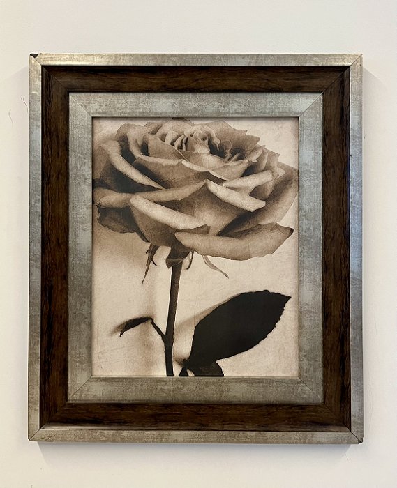 Quadro Flor Rosa 71x61 - Artesanal (Apartamento Decorado com Detalhe)