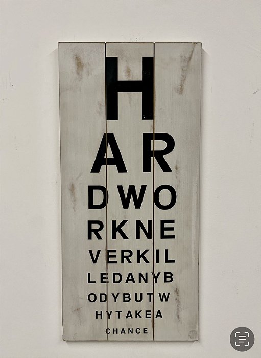 Placa em Madeira Hard Work Never Kile 28x60 - Artesanal (Apartamento Decorado)