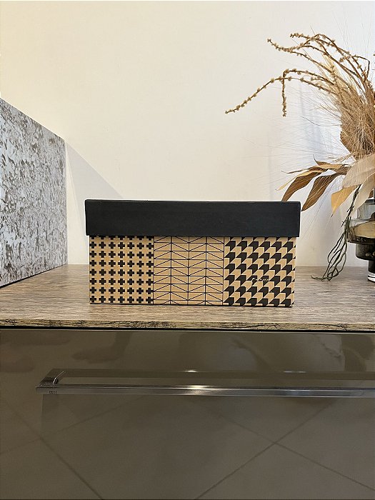 Caixa Organizadora com Tampa em Papelão - Artesanal (Apartamento Decorado)