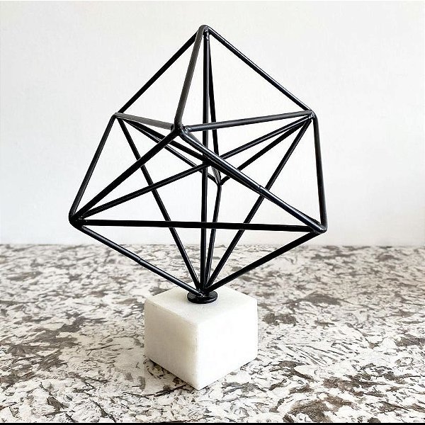 Escultura Geométrica em Granito e Ferro - Artesanal (Apartamento Decorado)