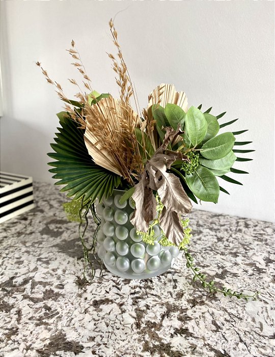 Vaso Bolas Pols em Vidro com Flores - Dot Objetos (Apartamento Decorado)