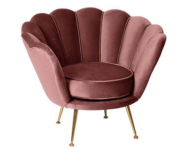 Poltrona Pétala em Veludo Rosa Chá  - Westwing (Mostruário de Loja)