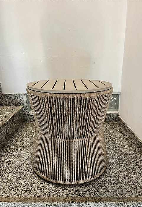 Mesa Lateral Ampulheta em Corda Náutica - Artesanal (Apartamento Decorado)