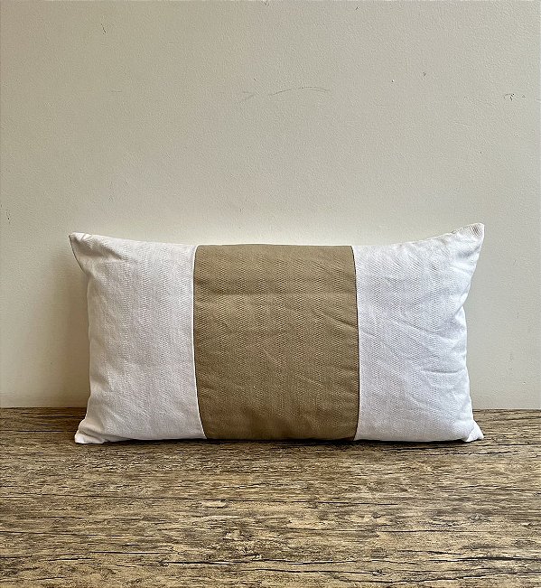 Almofada Geométrica Faixa Bege 50x30  - Breton (Apartamento Decorado)
